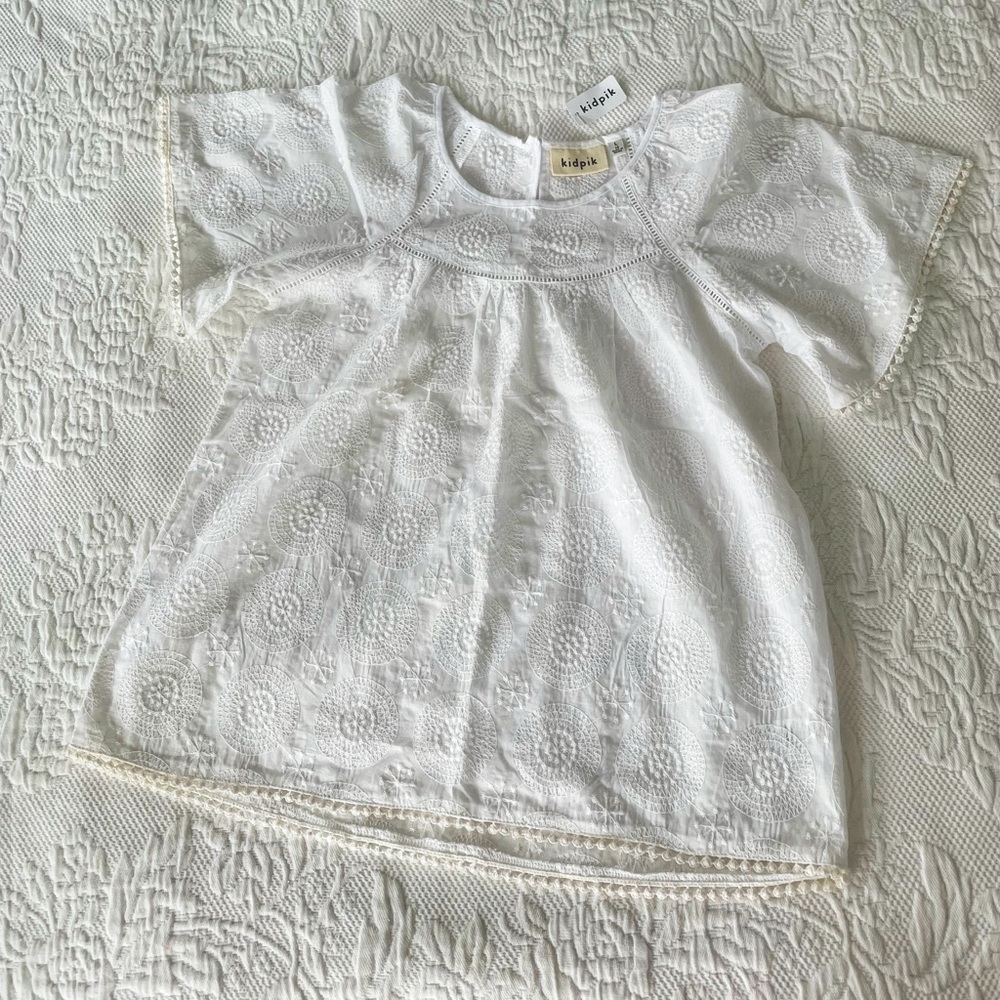 NWT Kidpik White Lightweight Eyelet Tunic Top Size Large
